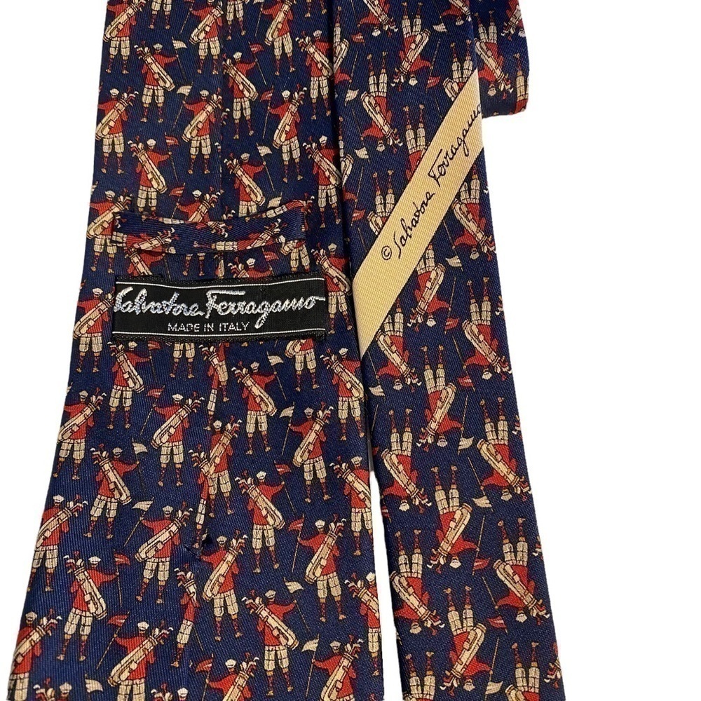 SALVATORE Ferragamo Silk Golf Tie - Picture 7 of 11